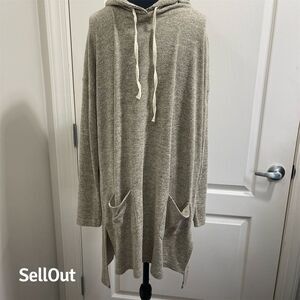 Kori Women's Gray Hooded Knit Pullover with Pockets Size S Casual